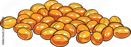 Omega pills vitamin E capsules vector illustration