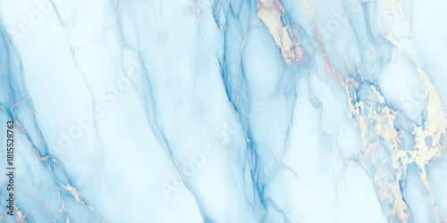 Abstract turquoise blue marble texture background with swirling ink and silver metallic veins for wall decor.