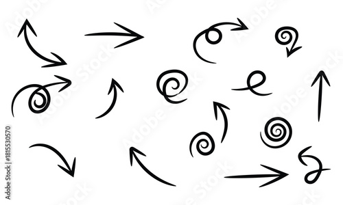 Hand drawn arrow collection isolated on for your design