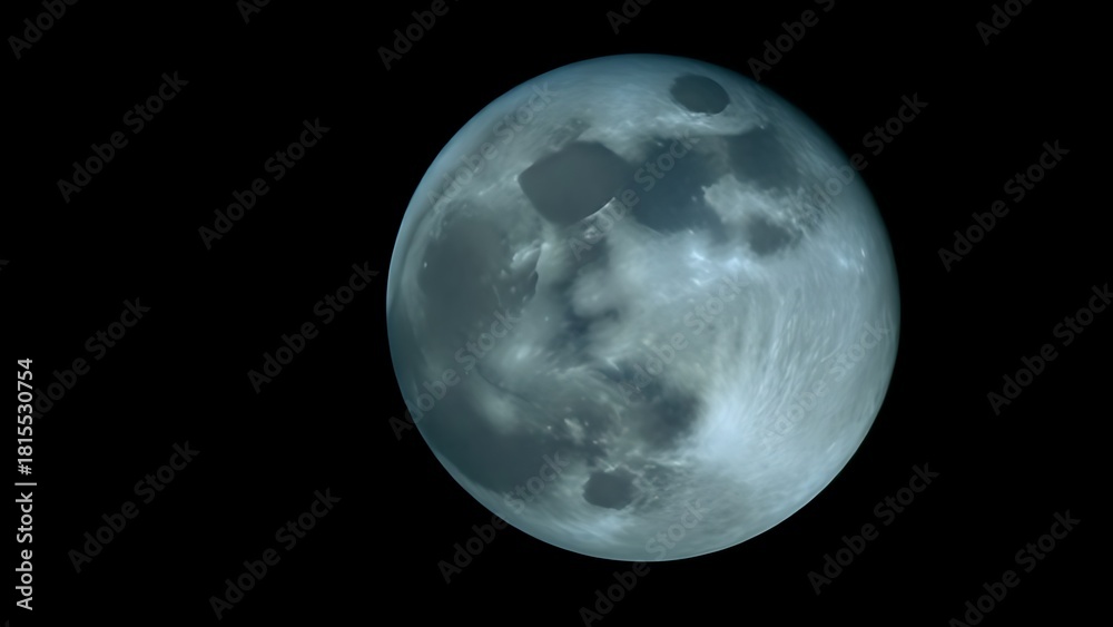 Obraz premium planetarium. Close-up view of the moon showcasing detailed craters under cool blue moonlight. STEM education sheets, lab safety posters, designed for STEM education and laboratory safety posters.