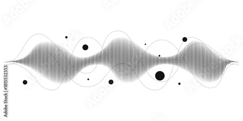 
Podcast sound waves, audio spectrum waveforms, music or voice digital track vector line soundwaves. digital equalizer patterns in a simple black and white line style.  