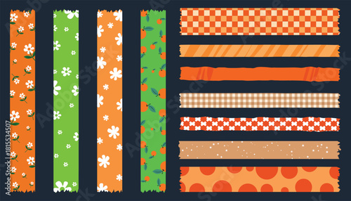 Decorative adhesive tapes with floral, checkered, striped, polka dot and other patterns