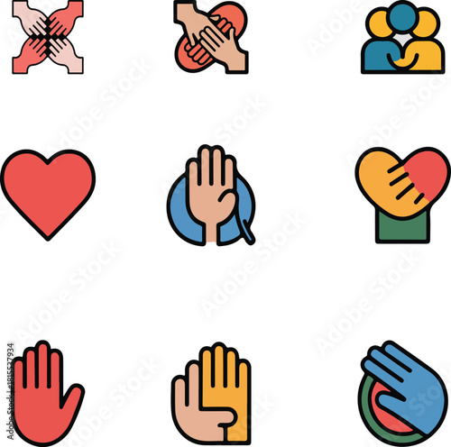 Inclusivity and unity icon set illustration