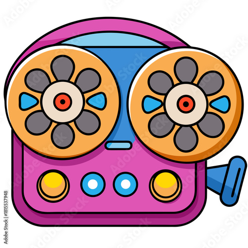 Cartoon Reel To Reel Tape Recorder Showing Its Design