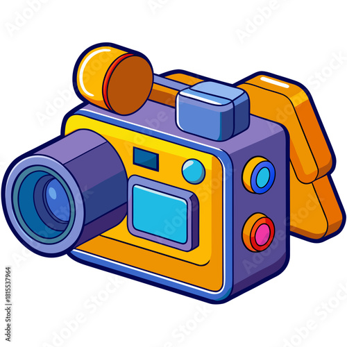 Vibrant cartoon camcorder with side screen and recording light