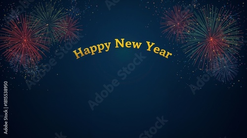 Sparkling Fireworks for Happy New Year 2026 banner template on dark background