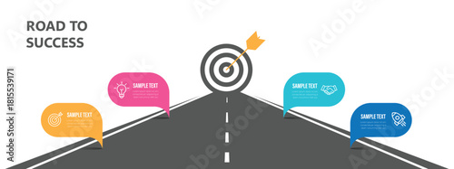 Road to success infographic. Roadmap timeline. Abstract background template milestone element.