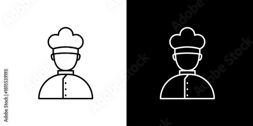 Professional chef line icon design. Simple vector cook symbol in a toque hat for culinary and food service graphics