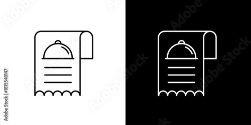 Menu Icon with Dish Cover and Text Restaurant, Food Ordering, and Dining Symbol