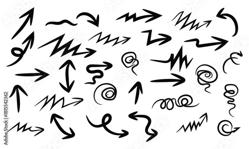 Hand drawn arrow collection isolated on for creative design