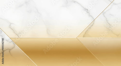 A modern flat design gradient background seamlessly transitioning from marble to gold tones, enhanced with subtle, transparent geometric overlays for a sophisticated and versatile digital asset