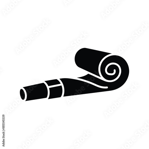 Party blower silhouette celebration noisemaker festive event accessory birthday horn isolated vector graphic