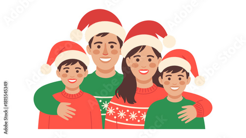 Holiday Family Portrait: A family, beaming with holiday spirit, poses together, adorned in festive attire, spreading joy and togetherness.