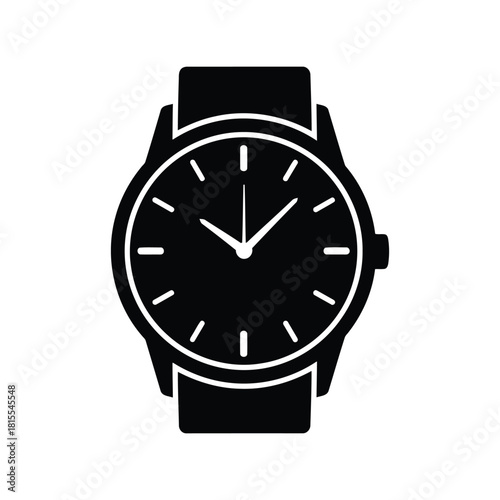 Black wrist watch vector illustration analog timepiece classic accessory isolated graphic