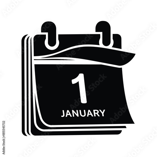January 1st calendar page flip illustration new year day date icon simple sketch graphic