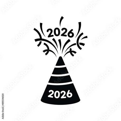 New year 2026 celebration popper firework vector illustration