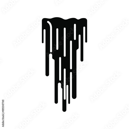 Abstract black dripping paint graphic liquid ink splash vector dark fluid stain illustration grunge art element