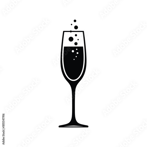 Champagne flute vector illustration sparkling wine glass celebration beverage bubbly drink icon isolated eps graphic