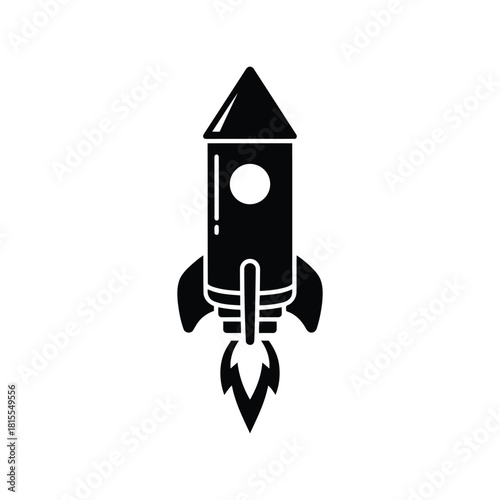 Black rocket ship launch vector illustration space travel exploration science fiction isolated eps graphic