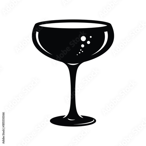 Black coupe cocktail glass vector illustration vintage martini glass barware icon isolated eps graphic