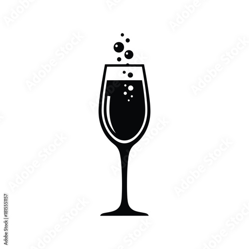Champagne flute vector illustration sparkling wine glass celebration beverage bubbly drink party icon isolated eps graphic