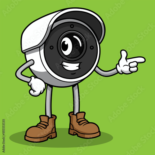 Cute Security Camera Mascot Character – Surveillance, Safety, and Monitoring Cartoon Illustration