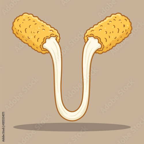 Cheese Pull Mozzarella Sticks Illustration – Crispy Fried Snack Vector Art