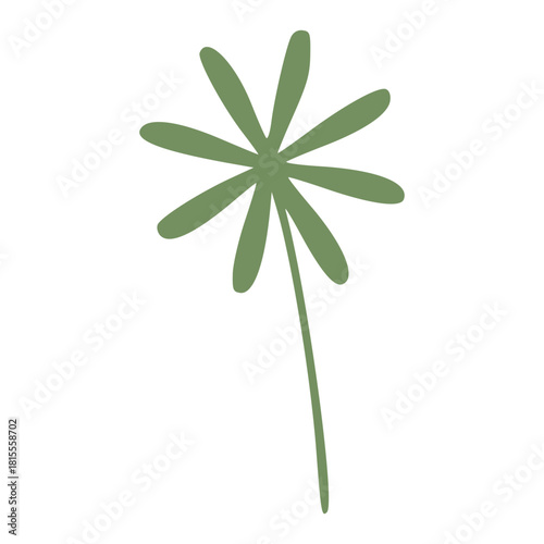 green leaf in handdrawn outline