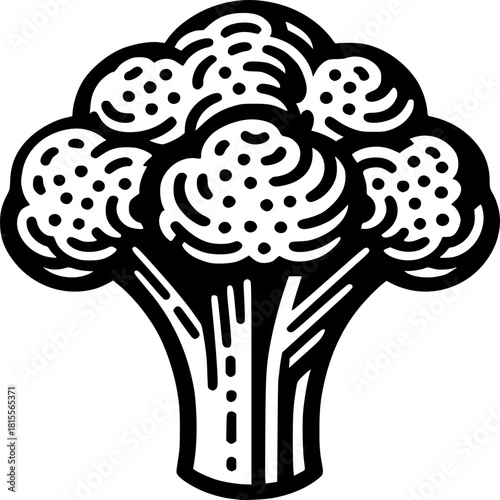 Broccoli Icon: A simple yet effective monochrome illustration of a vibrant and nutritious broccoli. Evoking a sense of freshness and health. 