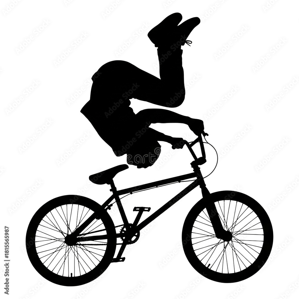 Fototapeta premium BMX Bike Handstand Flip Trick Rider Silhouette SVG Vector