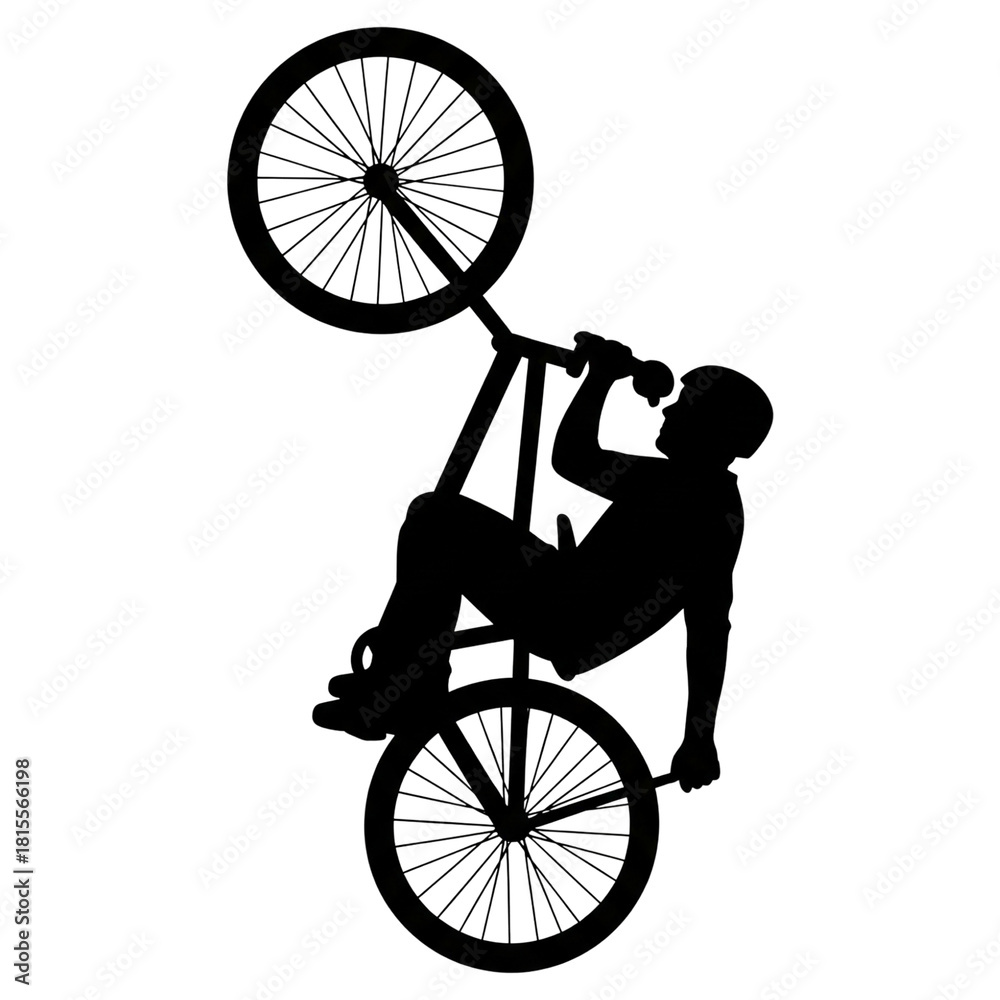 Fototapeta premium BMX Bike Wheelie Trick Rider Silhouette SVG Vector