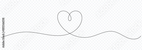 Large heart forming a wavy line in one line art style. Symbol of love with editable black stroke on white background. Vector illustration. Minimal continuous one line love drawing, vector. heart shape