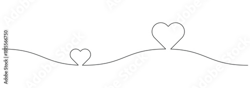 Heart in one line art style. Drawing of a love symbol with editable black stroke on a white background. Vector illustration. Heart continuous one line drawing, Symbol of love one black thin line eps10