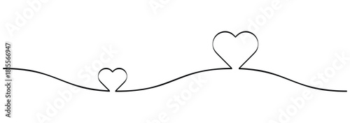 heart shape formed by a single flowing line.  3D Vector Colorful Lines Graphic Design. Red heart. continuous one line drawing. Double heart wavy line. Love relationship concept. Vector hand drawn eps