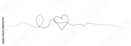 hand drawn line drawing of an abstract love heart. Large heart forming a wavy line in one line art style. Symbol of love with editable black stroke on white background. Vector illustration. Decorative