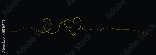 hand drawn line drawing of an abstract love heart. Large heart forming a wavy line in one line art style. Symbol of love with editable black stroke on white background. Vector illustration. Decorative