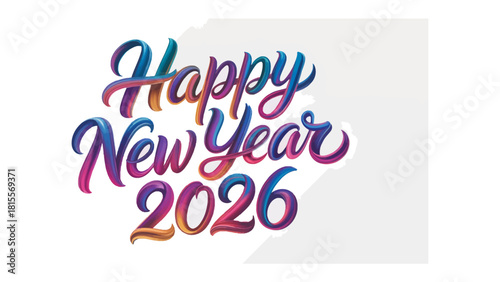 New Year 2026: A vibrant and colorful Happy New Year 2026 greeting, designed with elegant script, celebrating the dawn of a fresh year filled with hope and joy.