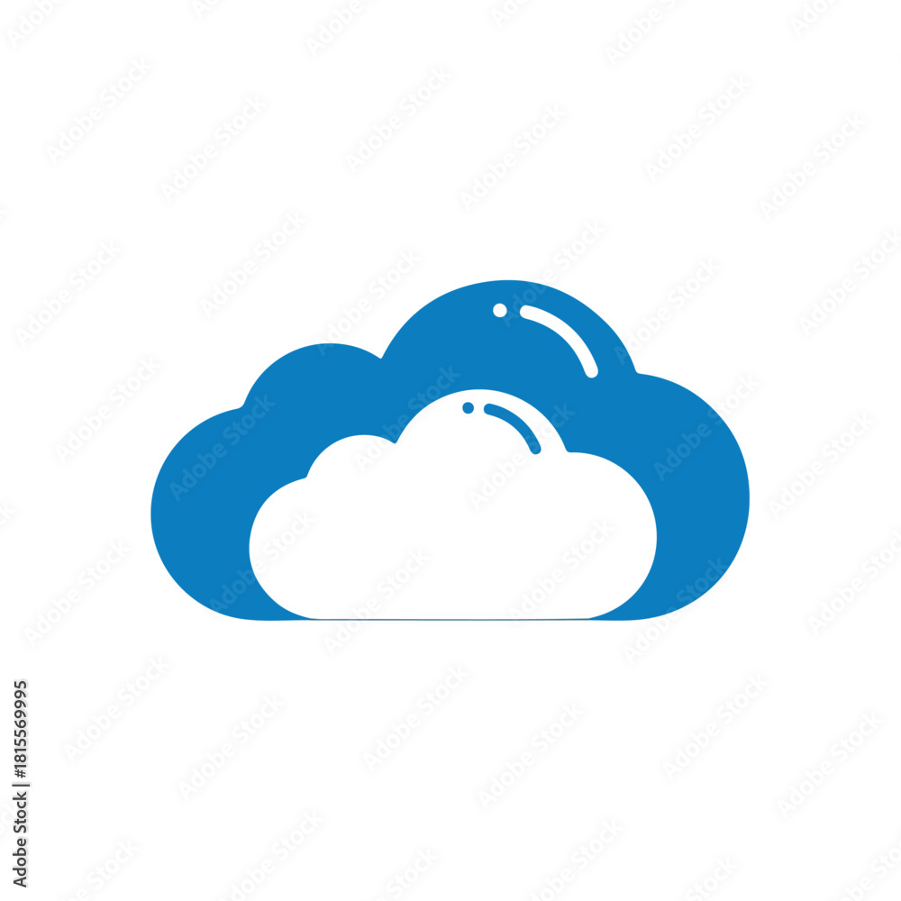 Fototapeta premium Blue and White Cloud Icon for Data Storage and Computing