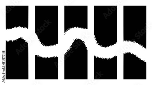 Abstract Black and White Jagged Line Pattern with Vertical Divisions