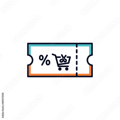 Discount Coupon with Shopping Cart and Percentage Symbol