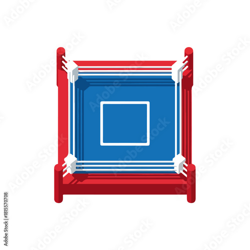 Flat Boxing Ring Illustration on White Background, Sports Design
