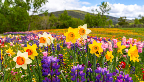 Fototapeta Naklejka Na Ścianę i Meble -  Spring flowers meadow background