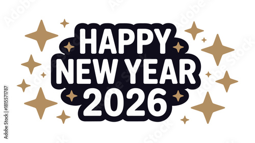 Happy New Year 2026: An elegant design, with twinkling stars, that reflects the dawn of a fresh new beginning, filled with hope and possibilities.