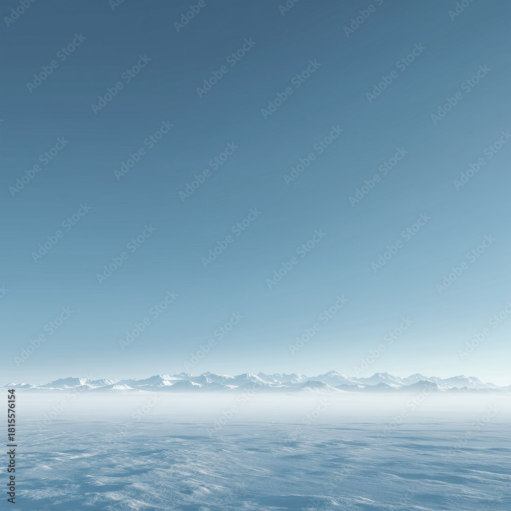Fototapeta premium Scenic Winter Landscape with Distant Snowy Mountains 3D Render