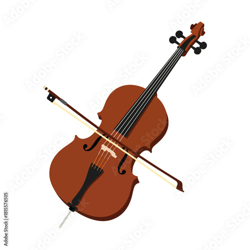Elegant Cello with Bow Illustration for Music, Design, Education, and Arts