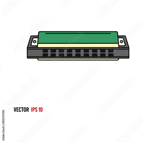 Harmonica Illustration Modern Musical Instrument Design, Icon
