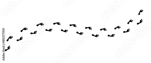 Set of minimalist footprints icons with transparent background, depicting a walking path, human steps, guidance, movement, and discovery, vector illustration	