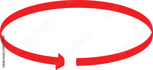 Red circular arrow indicating rotation or recycling on a white background.