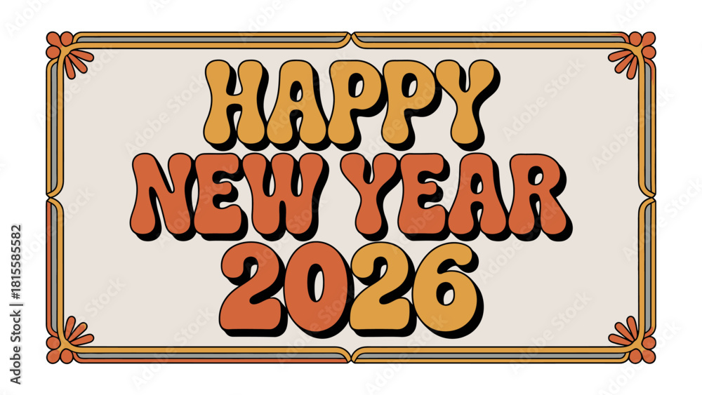 Obraz premium New Year Greeting in a Vintage Style: A festive retro greeting design, celebrating the arrival of the new year in a timeless, nostalgic style.