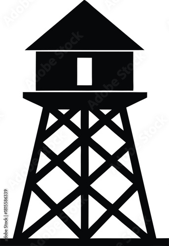 Watchtower Icon | Guard Tower Silhouette | Security Lookout Symbol